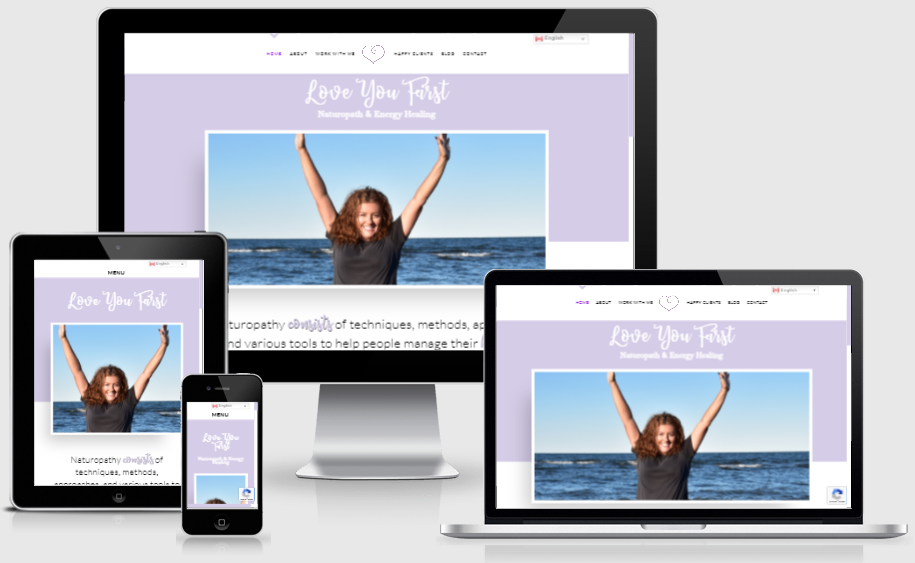 Love You First website on desktop, laptop, tablet and phone