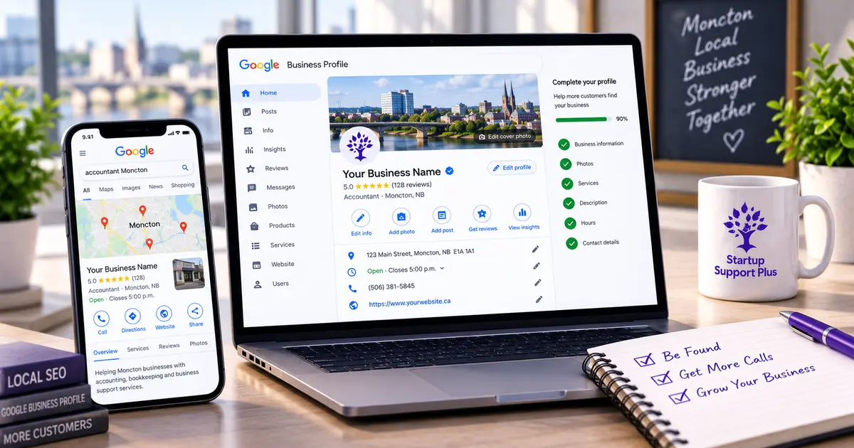 Website and Google Business Profile on a laptop and phone